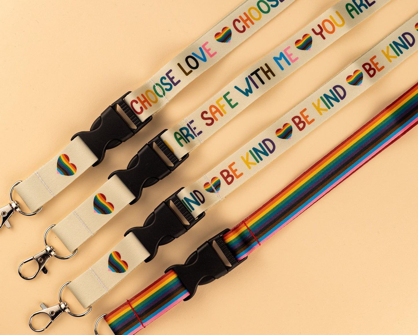 Progressive Pride Rainbow Stripes Lanyard