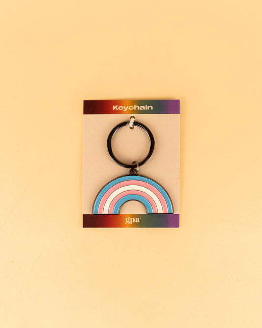 Trans Rainbow Enamel Keychain